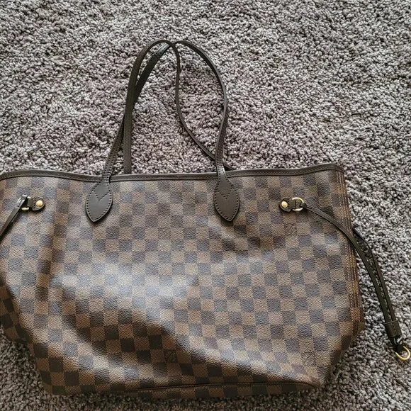 Louis Vuitton Neverfull MM tote bag in Damier Ebene canvas with brown leather tr - Picture 3 of 11